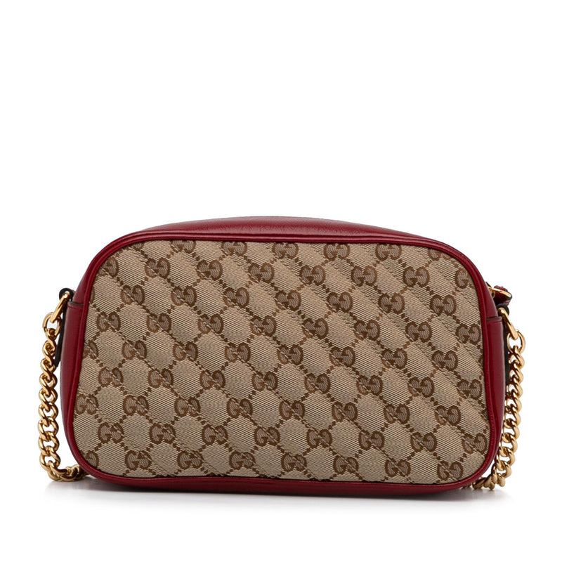 GUCCI Calfskin Matelasse Small GG Marmont Chain Shoulder Bag Hibiscus Red  1374687 | FASHIONPHILE